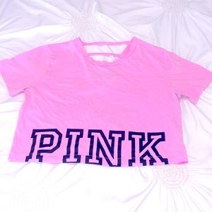 VS PINK boxy crop top big logo